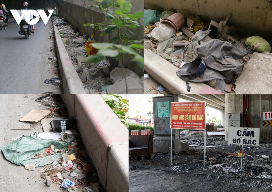 Hà Nội: Rác tràn trên đường vành đai, cầu vượt, nguy cơ gây tai nạn và mất mỹ quan