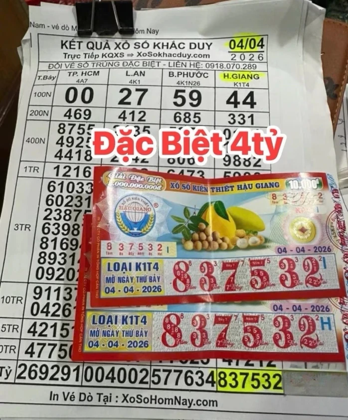 Hai giải độc đắc xổ số miền Nam xuất hiện vào rạng sáng 5-4 Hai giải độc đắc xổ số miền Nam xuất hiện vào rạng sáng 5-4