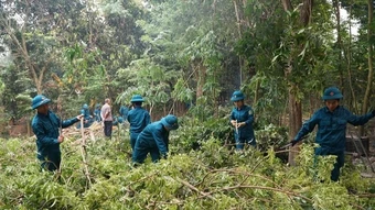 Hàng trăm dân quân, cán bộ, viên chức phường Điện Biên Phủ hỗ trợ nhân dân di chuyển, bàn giao mặt bằng tại dự án trọng điểm