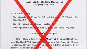 Huế cảnh báo văn bản giả mạo về công tác nhân sự