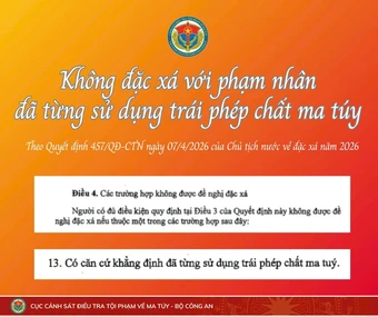 Không đặc xá với phạm nhân từng sử dụng chất ma tuý năm 2026