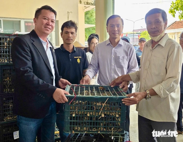 Mất đàn gà sau lũ, người dân Bình Định vui mừng nhận gà giống để tái đàn