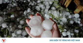 Mưa đá lớn bất ngờ trút xuống Lào Cai, làm 4 người bị thương