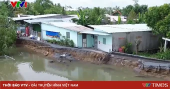 Người dân TP Cần Thơ sống thấp thỏm bên bờ sông sạt lở