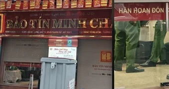 Nhiều cảnh sát xuất hiện tại cửa hàng Bảo Tín Minh Châu