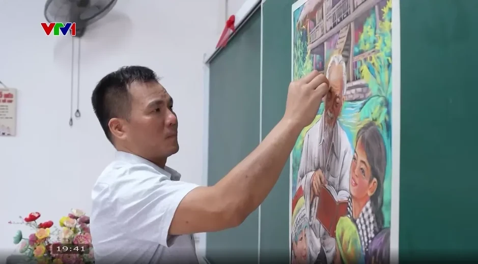 Những bức tranh vẽ Chủ tịch Hồ Chí Minh bằng phấn bảng Những bức tranh vẽ Chủ tịch Hồ Chí Minh bằng phấn bảng