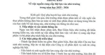 Phụ huynh cắt cơm bán trú sau vụ 300 tấn thịt lợn bệnh được đưa vào trường học