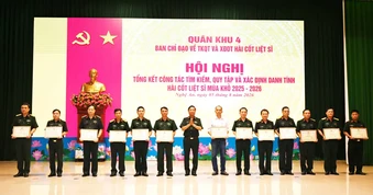 Quân khu 4 tổng kết công tác tìm kiếm, quy tập hài cốt liệt sĩ mùa khô 2025-2026