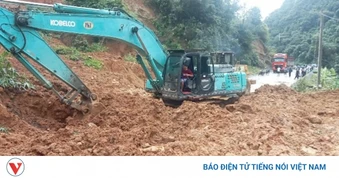 Quốc lộ 32 đoạn qua Khao Mang (Lào Cai) thông xe trở lại sau sạt lở