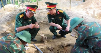 Quy tập 3 hài cốt liệt sĩ tại khu vực Câu Nhi, tỉnh Quảng Trị