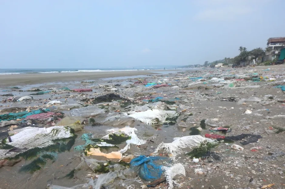 Rác thải phủ kín bãi Trước của làng chài Mũi Né Rác thải phủ kín bãi Trước của làng chài Mũi Né