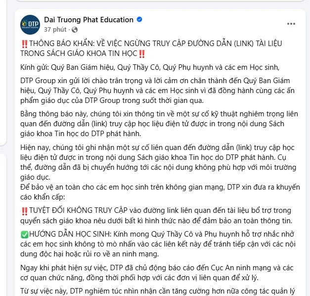 Sách Tin học lớp 3 chứa link nhạy cảm, nhà phát hành ra thông báo khẩn Sách Tin học lớp 3 chứa link nhạy cảm, nhà phát hành ra thông báo khẩn