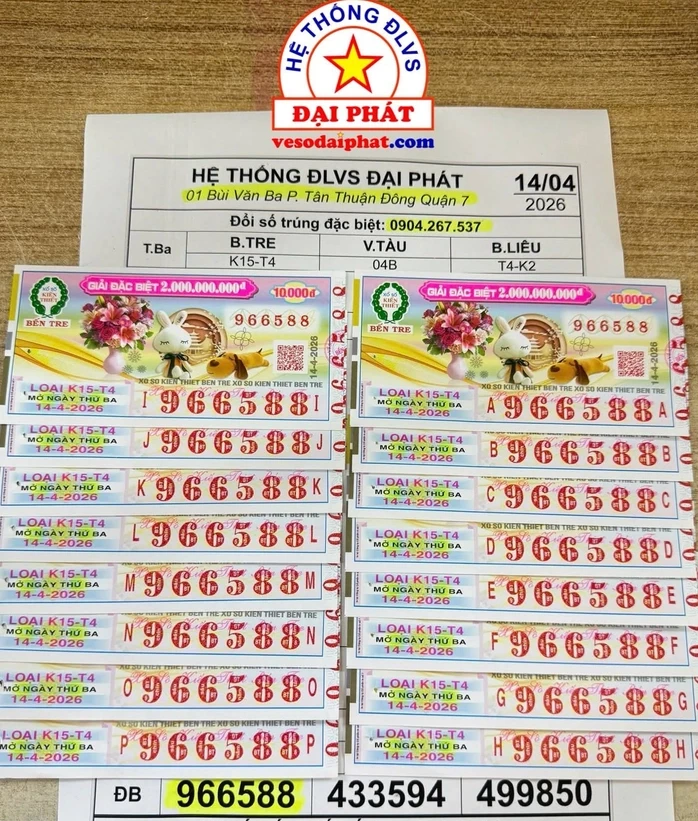 Sáng 15-4, xuất hiện 160 vé xổ số miền Nam trúng độc đắc và an ủi Sáng 15-4, xuất hiện 160 vé xổ số miền Nam trúng độc đắc và an ủi