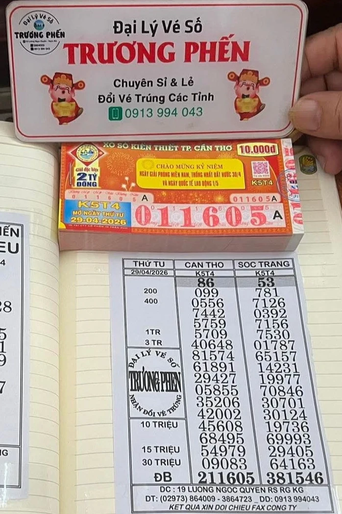 Sáng 30-4, xuất hiện nguyên cây 160 vé trúng xổ số miền Nam Sáng 30-4, xuất hiện nguyên cây 160 vé trúng xổ số miền Nam