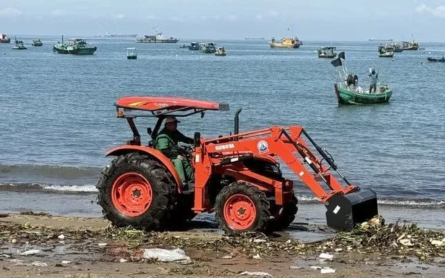 Thành phố Hồ Chí Minh thu gom hàng chục tấn lục bình tràn vào bãi tắm Bãi Trước Thành phố Hồ Chí Minh thu gom hàng chục tấn lục bình tràn vào bãi tắm Bãi Trước