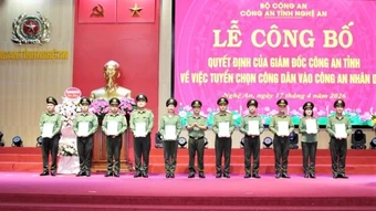 Tiếp nhận 30 nhân viên an ninh Cảng hàng không Quốc tế Vinh vào lực lượng Công an nhân dân