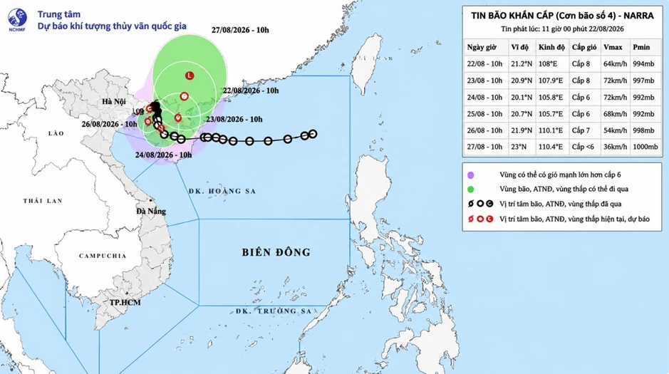 Tin mới nhất bão số 4: Trên vùng biển Quảng Ninh-Hải Phòng, gió giật cấp 10