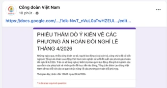 Tổng Liên đoàn đưa ra 3 phương án lấy ý kiến hoán đổi lịch nghỉ 30-4 và 1-5
