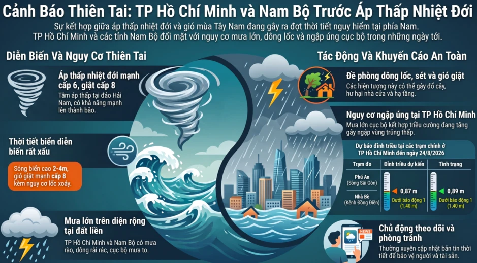TP Hồ Chí Minh: Cảnh báo dông lốc, mưa lớn do thời tiết diễn biến phức tạp TP Hồ Chí Minh: Cảnh báo dông lốc, mưa lớn do thời tiết diễn biến phức tạp