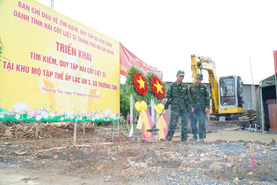 TPHCM triển khai tìm kiếm, quy tập hài cốt liệt sĩ tại xã Thường Tân TPHCM triển khai tìm kiếm, quy tập hài cốt liệt sĩ tại xã Thường Tân