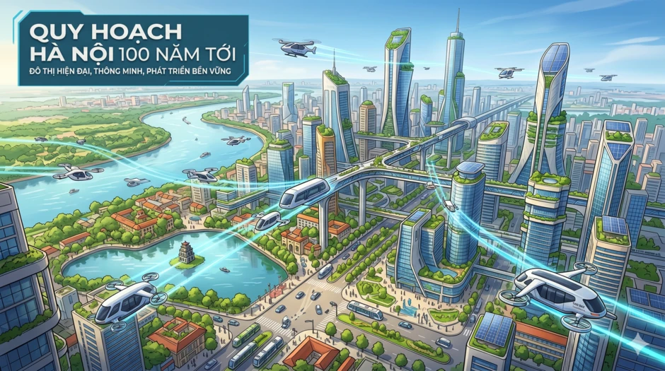 Từ phố đi bộ đến taxi bay: Hà Nội vẽ lại diện mạo Thủ đô trong 100 năm tới