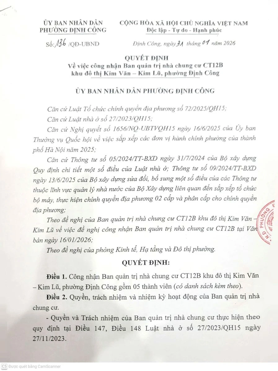 UBND phường Định Công: Sẽ kiểm tra toàn diện công tác quản lý tại chung cư CT12B
