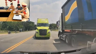 Video: Thót tim vì xe đầu kéo lấn làn, chạy ngược chiều