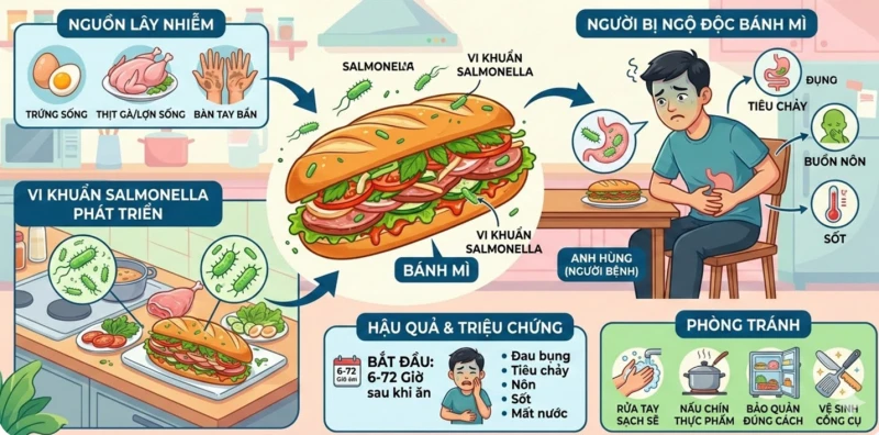 Vụ ngộ độc bánh mì ở Vũng Tàu: Hơn 50% mẫu bệnh nhân dương tính với vi khuẩn Salmonella Vụ ngộ độc bánh mì ở Vũng Tàu: Hơn 50% mẫu bệnh nhân dương tính với vi khuẩn Salmonella