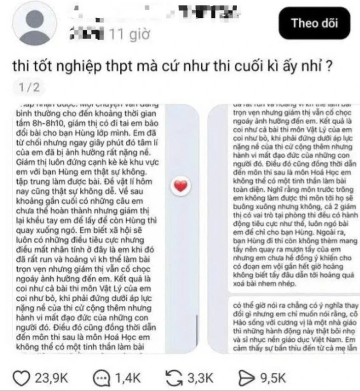 Xác minh phản ánh giám thị yêu cầu thí sinh cho bạn xem bài thi Xác minh phản ánh giám thị yêu cầu thí sinh cho bạn xem bài thi