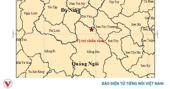 Xảy ra 2 trận động đất tại Quảng Ngãi