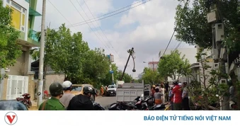 Xe cẩu cây nghi chạm vào đường dây điện, tài xế tử vong