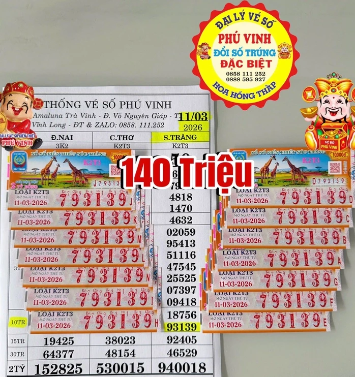 Xổ số miền Nam: Đại lý tìm người trúng độc đắc 14 tờ vé số Xổ số miền Nam: Đại lý tìm người trúng độc đắc 14 tờ vé số