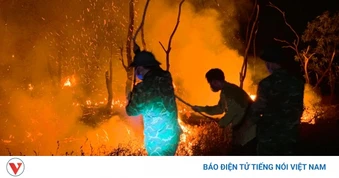 Xuyên đêm dập lửa cứu rừng phòng hộ ở Quảng Trị