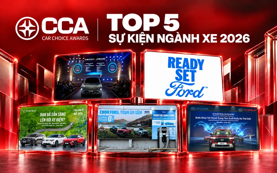 5 sự kiện ngành xe được bình chọn nhiều nhất CCA 2026: Từ màn ra mắt xe đến xuất khẩu ô tô Việt 5 sự kiện ngành xe được bình chọn nhiều nhất CCA 2026: Từ màn ra mắt xe đến xuất khẩu ô tô Việt