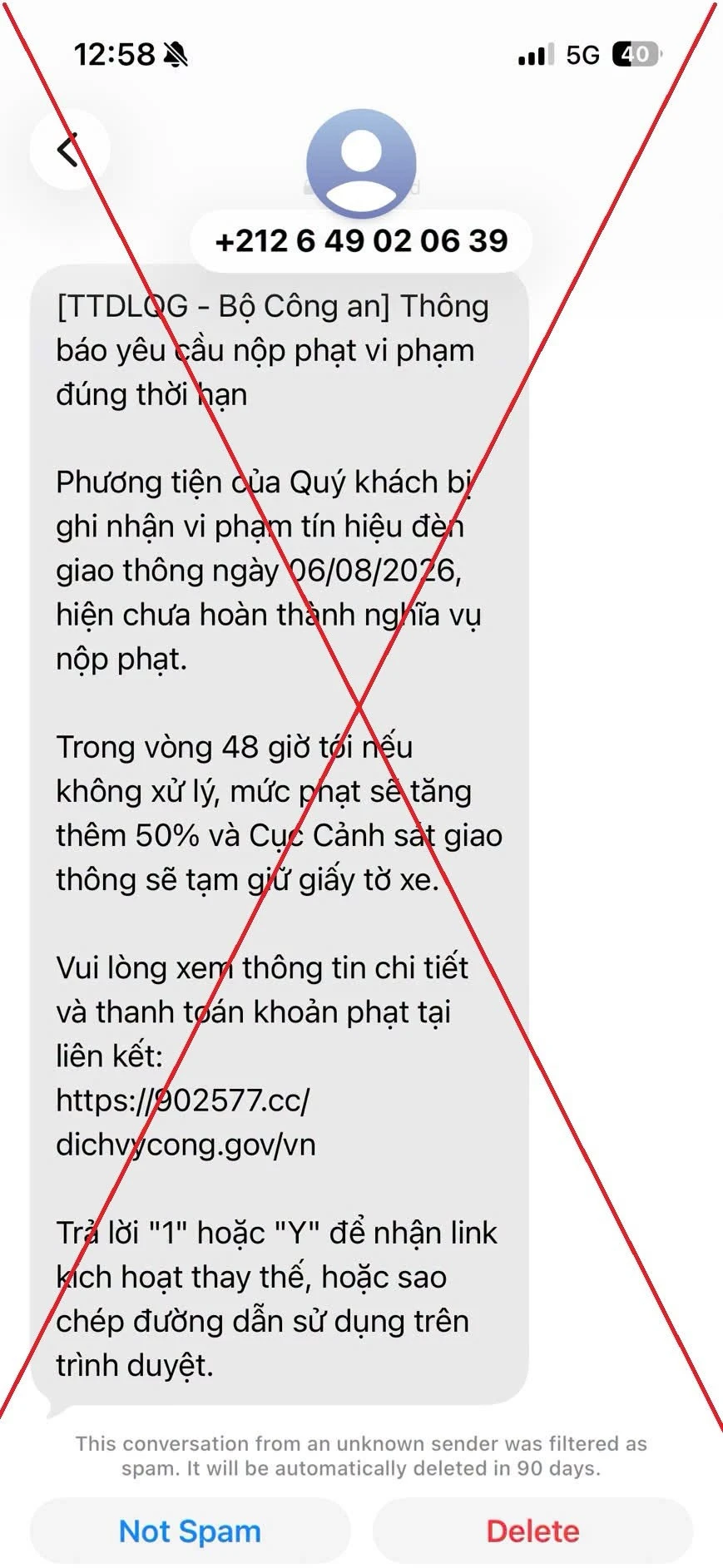 Cảnh báo chiêu lừa nộp 'phạt nguội' qua tin nhắn Cảnh báo chiêu lừa nộp 'phạt nguội' qua tin nhắn