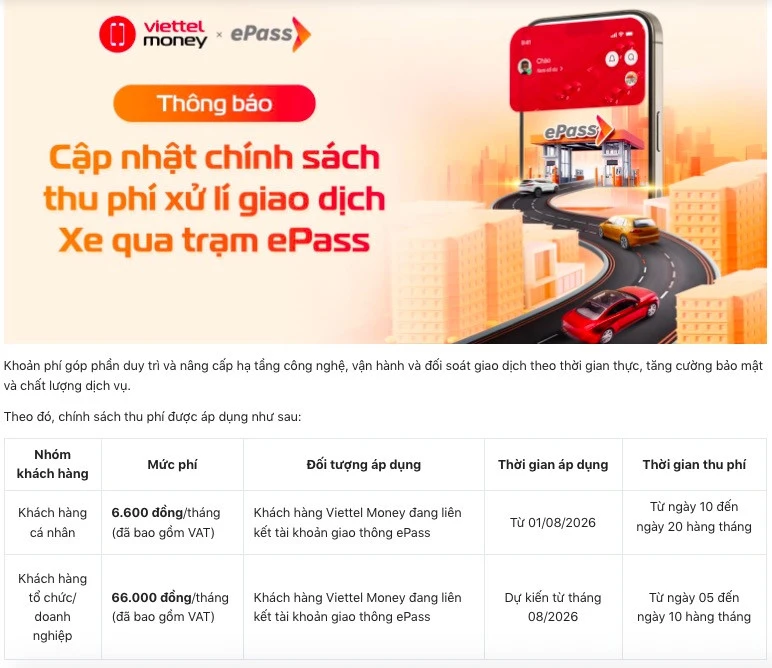 Chủ xe bức xúc vì VETC, ePass bất ngờ thu phí duy trì tài khoản 6.600 đồng/tháng Chủ xe bức xúc vì VETC, ePass bất ngờ thu phí duy trì tài khoản 6.600 đồng/tháng