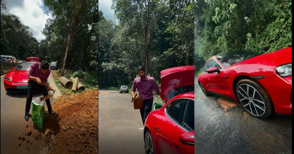 Gặp ổ gà giữa đường, bác sĩ lái xe Porsche Taycan làm điều khiến ai cũng bất ngờ Gặp ổ gà giữa đường, bác sĩ lái xe Porsche Taycan làm điều khiến ai cũng bất ngờ