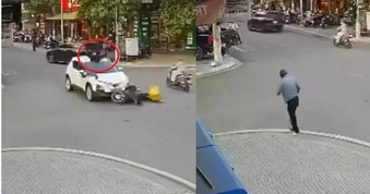 Người giao hàng ở Hà Tĩnh bị taxi hất văng lên không trung rồi tự đứng dậy