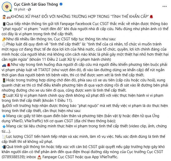 Nhận thông báo phạt nguội sau khi vượt đèn đỏ nhường đường xe cấp cứu, Cục CSGT hướng dẫn cách xử lý Nhận thông báo phạt nguội sau khi vượt đèn đỏ nhường đường xe cấp cứu, Cục CSGT hướng dẫn cách xử lý