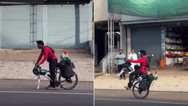 Thanh niên phượt 2.000km bằng xe đạp mất 1 bánh, dân mạng thán phục Thanh niên phượt 2.000km bằng xe đạp mất 1 bánh, dân mạng thán phục