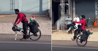 Thanh niên phượt 2.000km bằng xe đạp mất 1 bánh, dân mạng thán phục