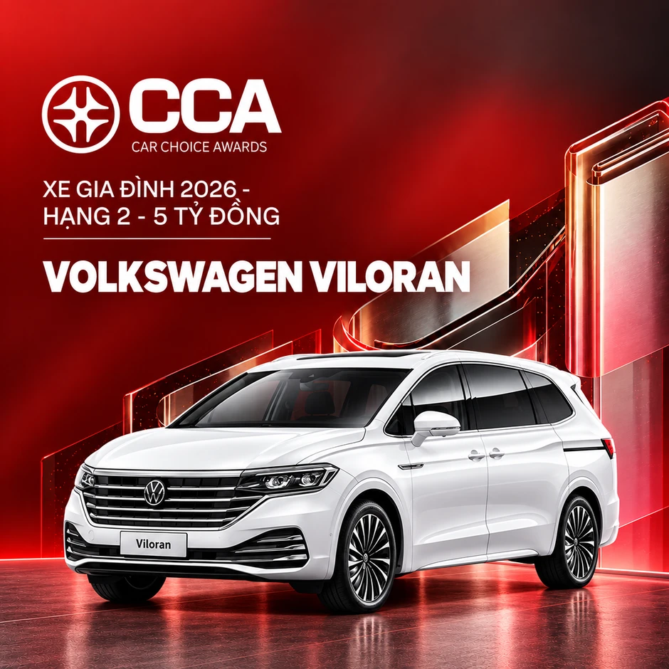 Volkswagen Viloran thắng giải ‘Xe gia đình 2026 - Hạng 2 - 5 tỷ đồng’ tại CCA 2026 với điểm bình chọn cao nhất Volkswagen Viloran thắng giải ‘Xe gia đình 2026 - Hạng 2 - 5 tỷ đồng’ tại CCA 2026 với điểm bình chọn cao nhất