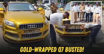 Xe Audi Q7 đổi sang màu vàng kim đẹp long lanh bị CSGT 'hỏi thăm'